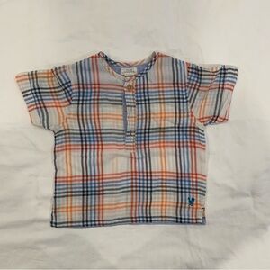 Blue Rooster Baby Boy Button Short Sleeve Checkered Shirt - 12-18 Months